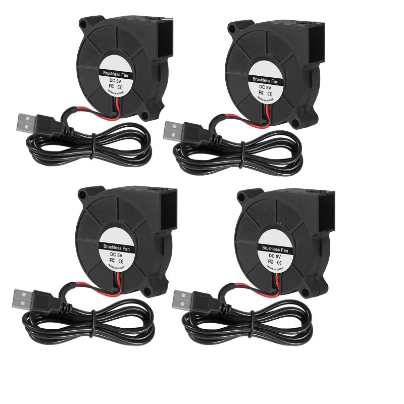 UMLIFE 4PCS 5015 USB 5V Blower Cooling Fan 50mm x 50mm x 15mm 5V USB Blower Fan for Small Appliances Series Replacement - Image 1